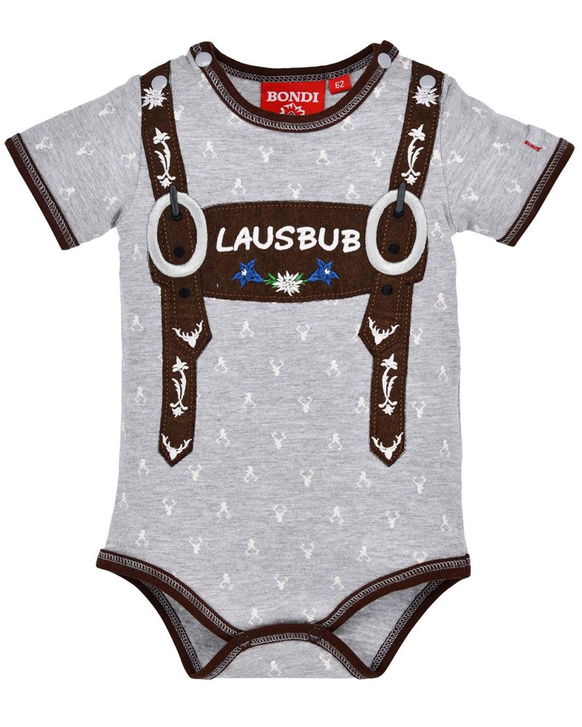 BONDI Strampler BONDI Baby Kurzarm Body 'Lausbub' 91528, Grey Mel