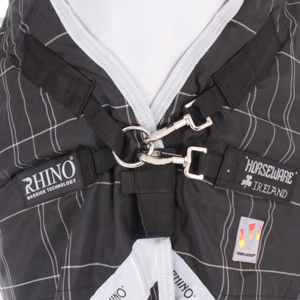 Horseware Pferde-Thermodecke Horseware Rhino Wug Turnout 450g Heavy Vari Layer - Black/Grey/White
