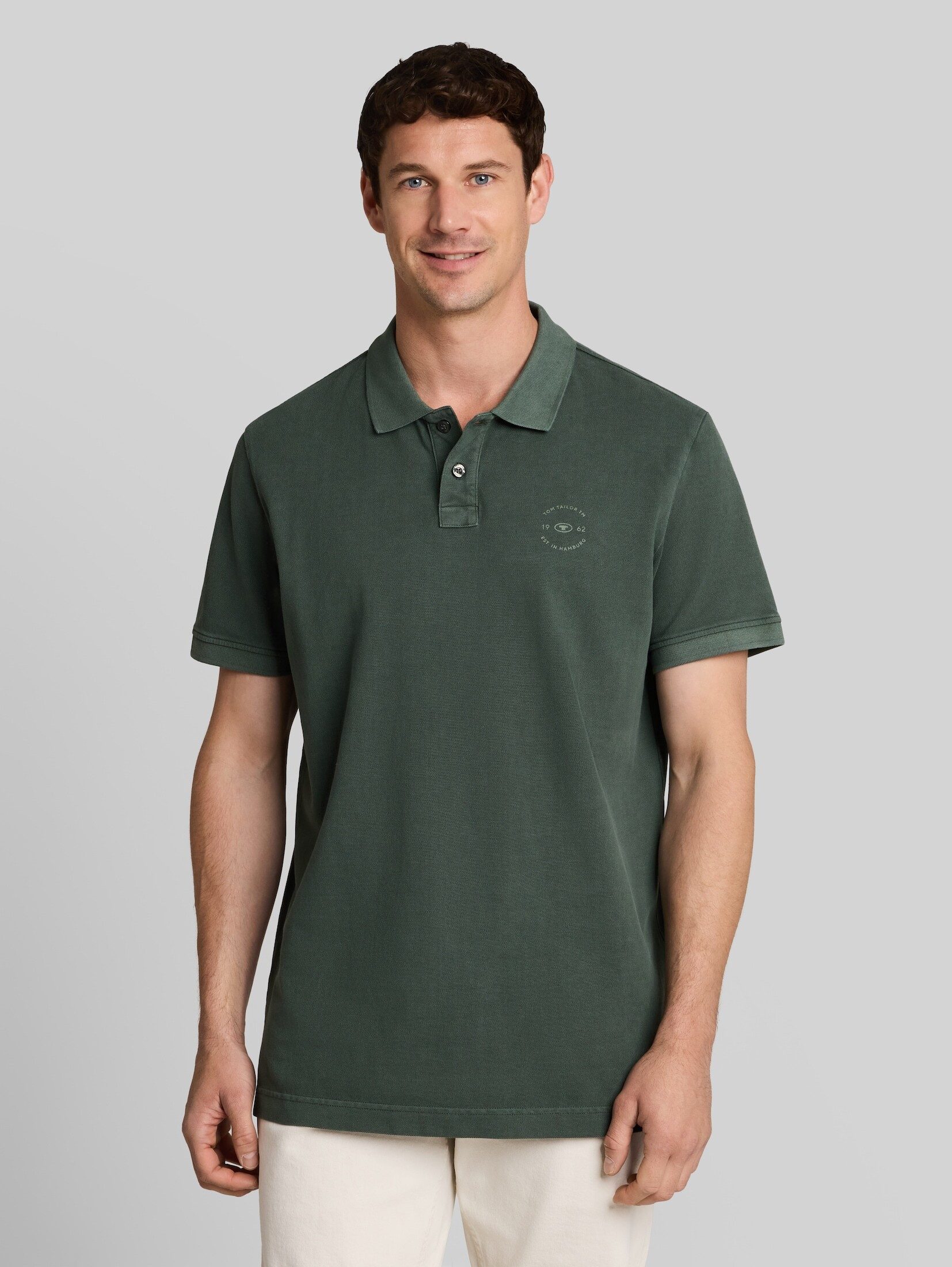 TOM TAILOR Poloshirt Poloshirts (im Einserpack) Piqué Poloshirt mit Logo-Print