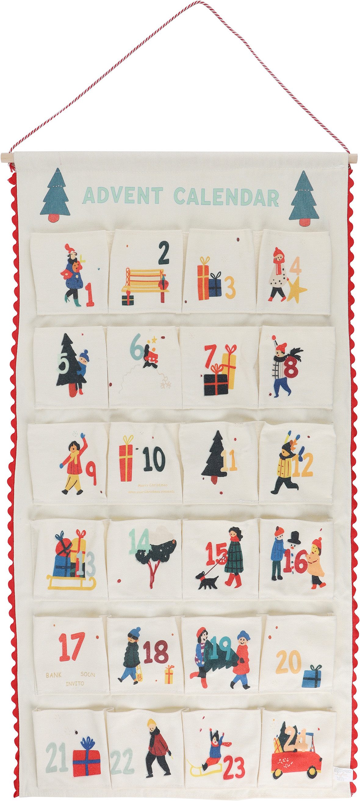 OTTO home Adventskalender zum Befüllen, für tägliche Überraschungen in der Vorweihnachtszeit, ca.50x100cm, ideal für Türen oder als Wandbehang