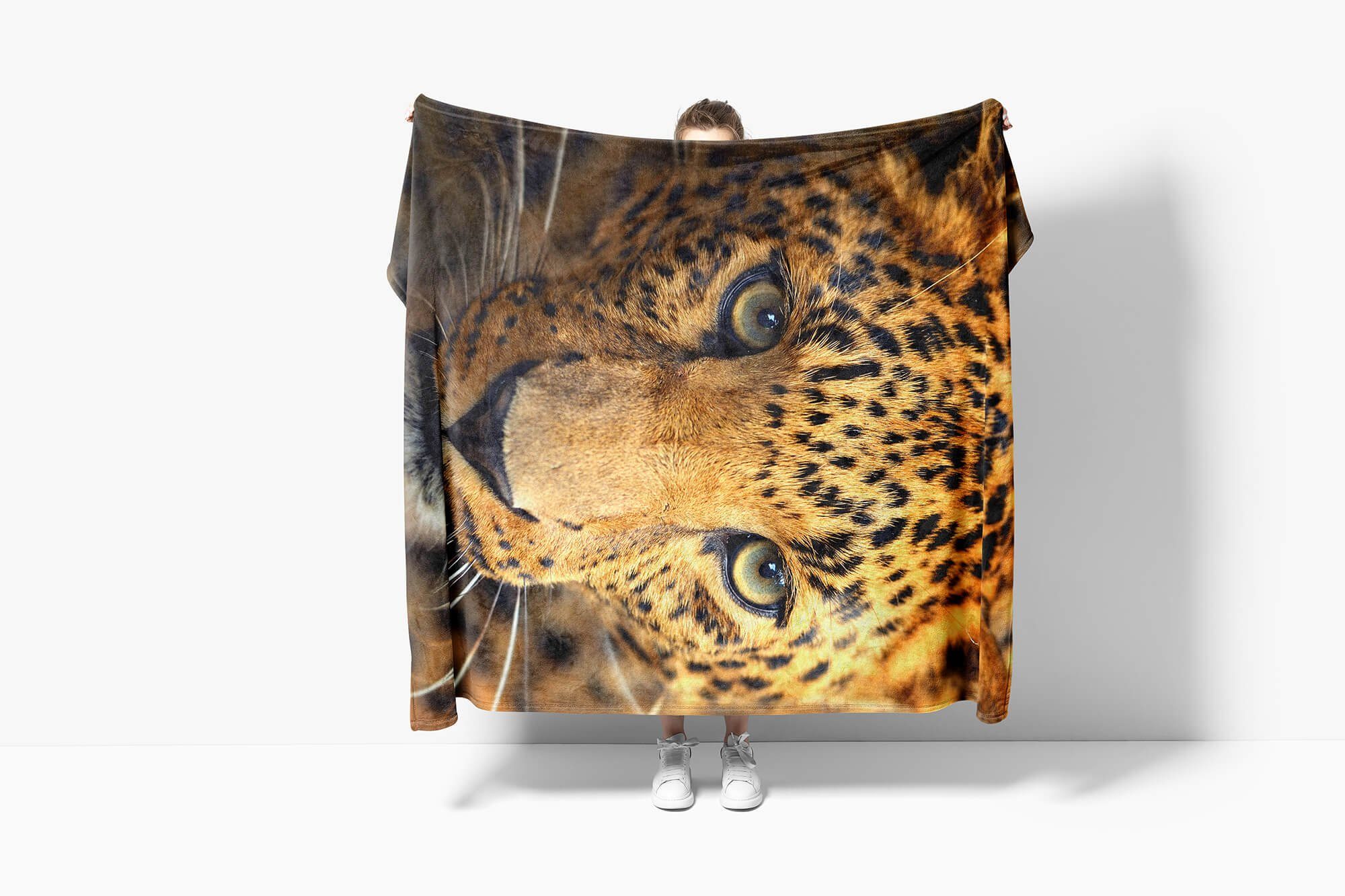 Saunatuch Kuscheldecke Jaguar (1-St), Tiermotiv Baumwolle-Polyester-Mix Handtuch Handtuch Art Sinus Handtücher Raubkatze, Strandhandtuch mit