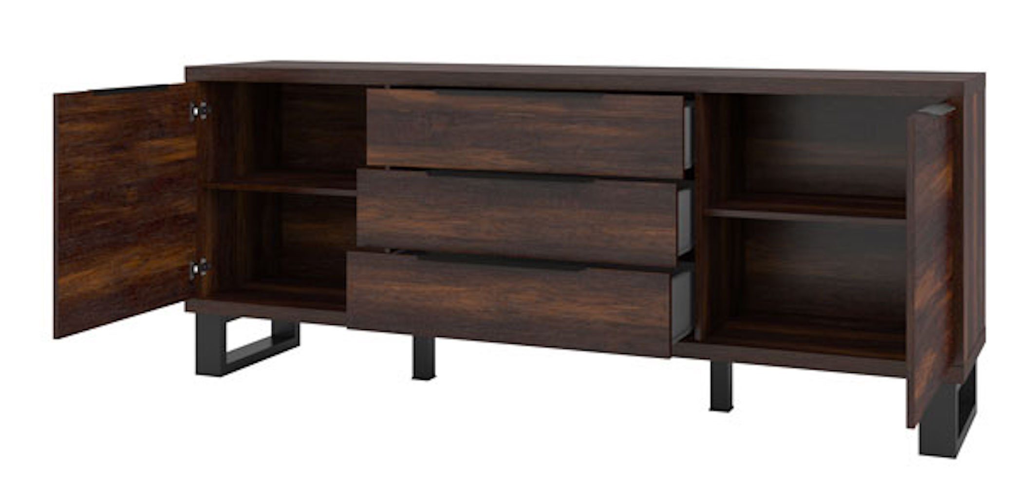Helvetia Sideboard Halle (1 St), 201cm Wallace Eiche schwarz 2-türig