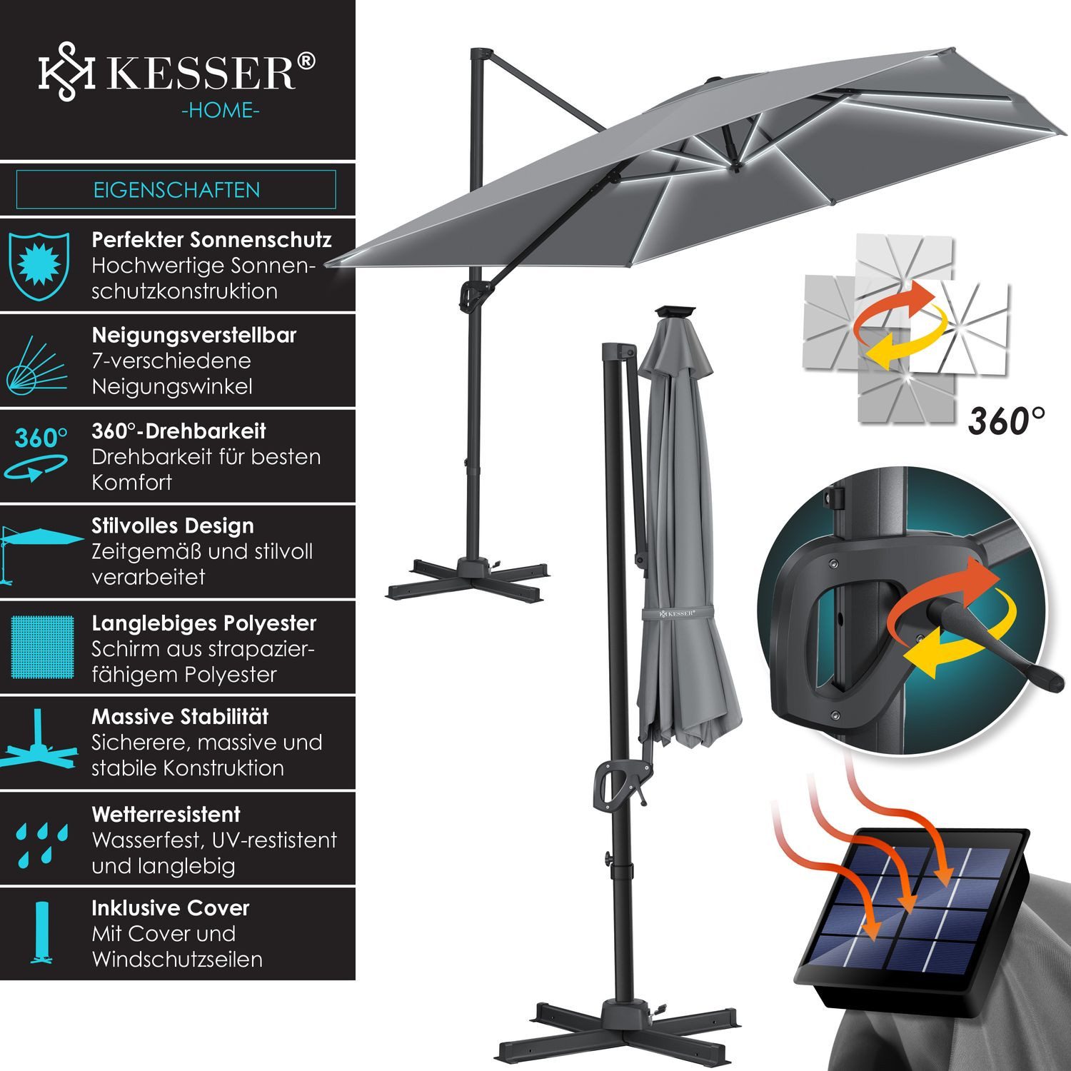 KESSER Ampelschirm, Sonnenschirm Ampelschirm SUN XL günstig online kaufen