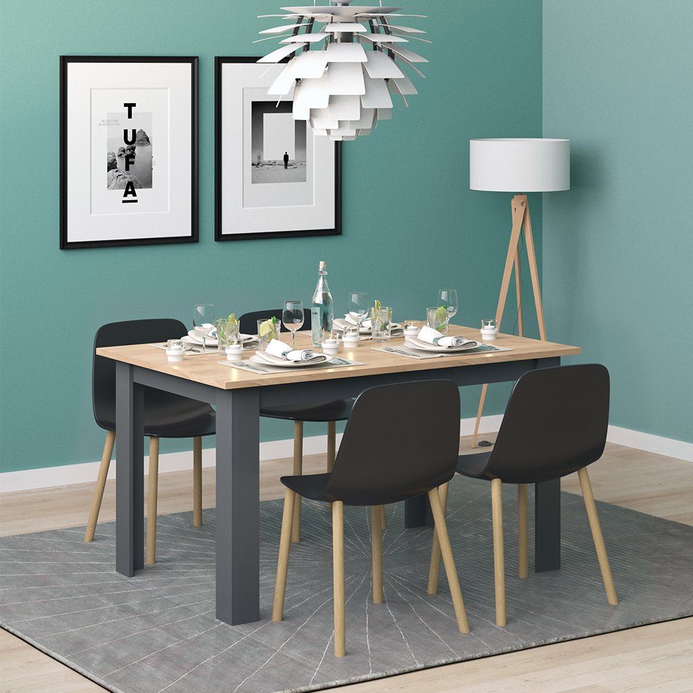 Vicco Esstisch Karlos, Goldkraft Eiche/Anthrazit, 140 x 90 cm (1-St)