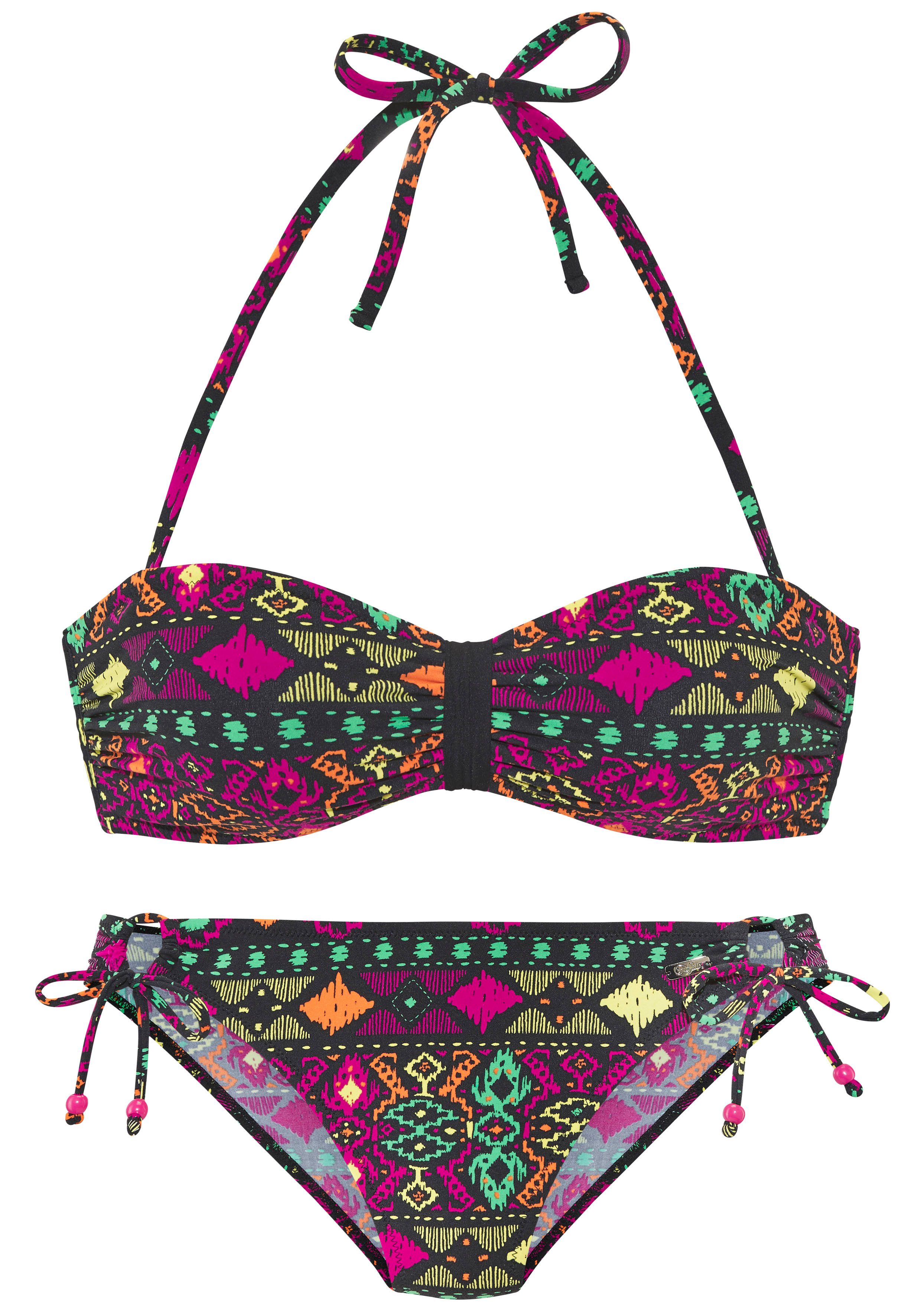 Buffalo Bandeau-Bikini bunter Ethnodruck günstig online kaufen