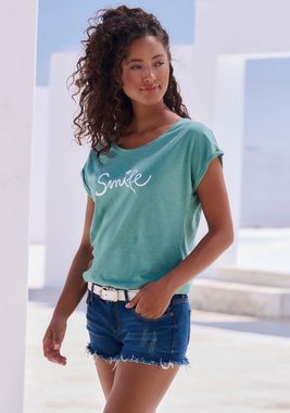 Beachtime T-Shirt mit modischem Frontdruck "Smile"