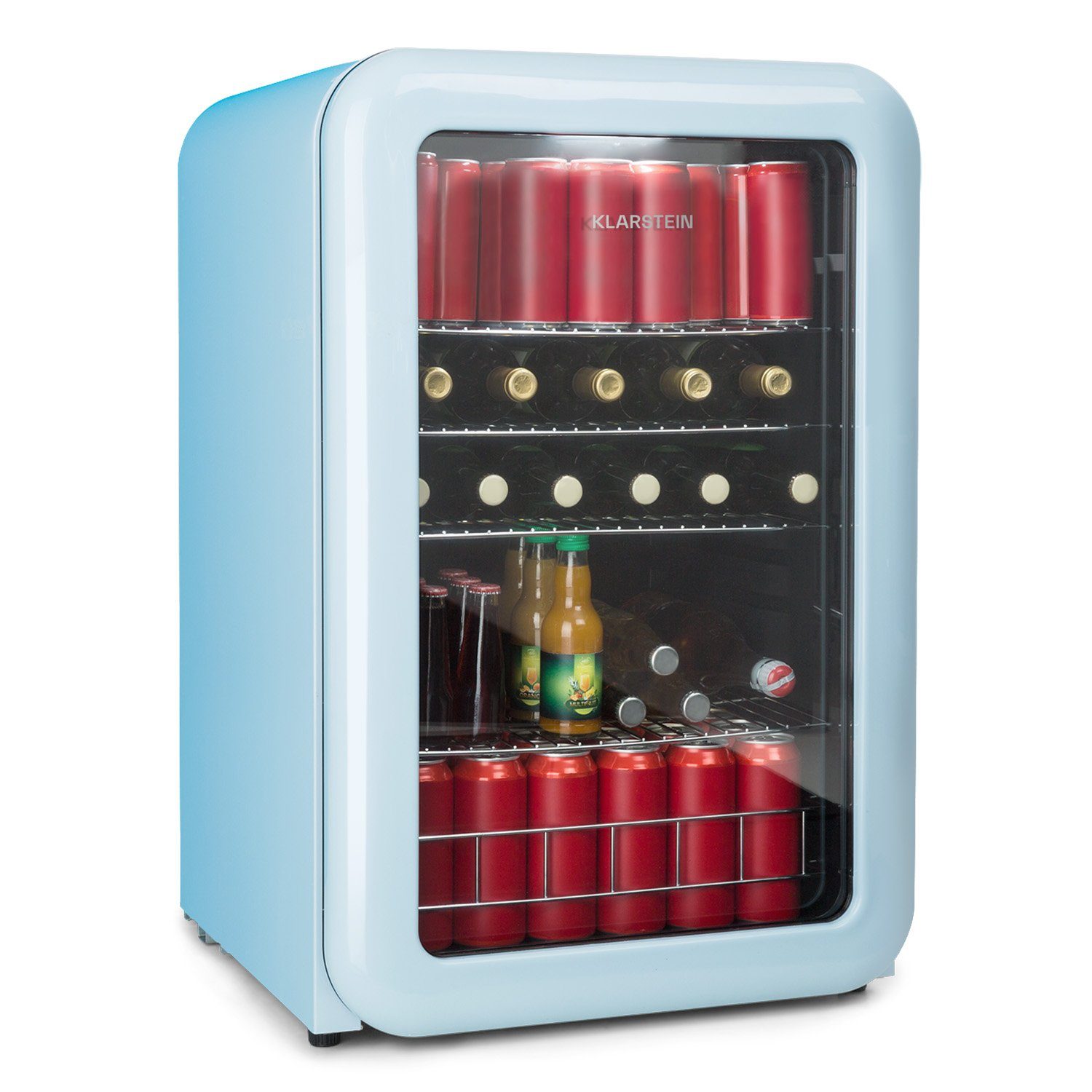 breit, mit HEA13-PopLife-48L Bierkühlschrank Getränkekühlschrank 44 Flaschenkühlschrank Glastür hoch, Klarstein cm 10040737, cm Getränkekühlschrank 47.5