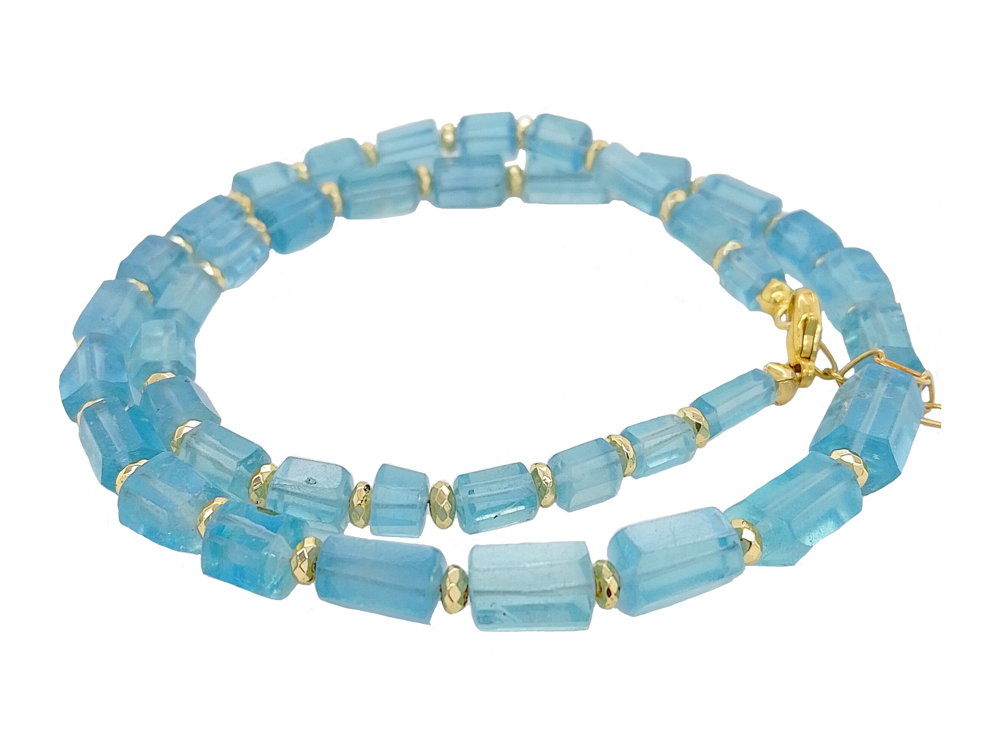 Sogni d'oro Collier mit Aquamarin und Pyrit, Gelbgold 585