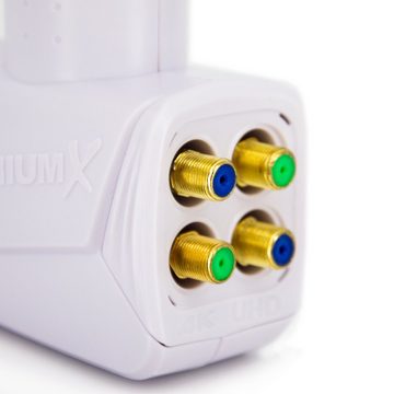 PremiumX LNB Quad 4 Teilnehmer + Universal Adapter für Fuba Hirschmann Antennen Universal-Quad-LNB
