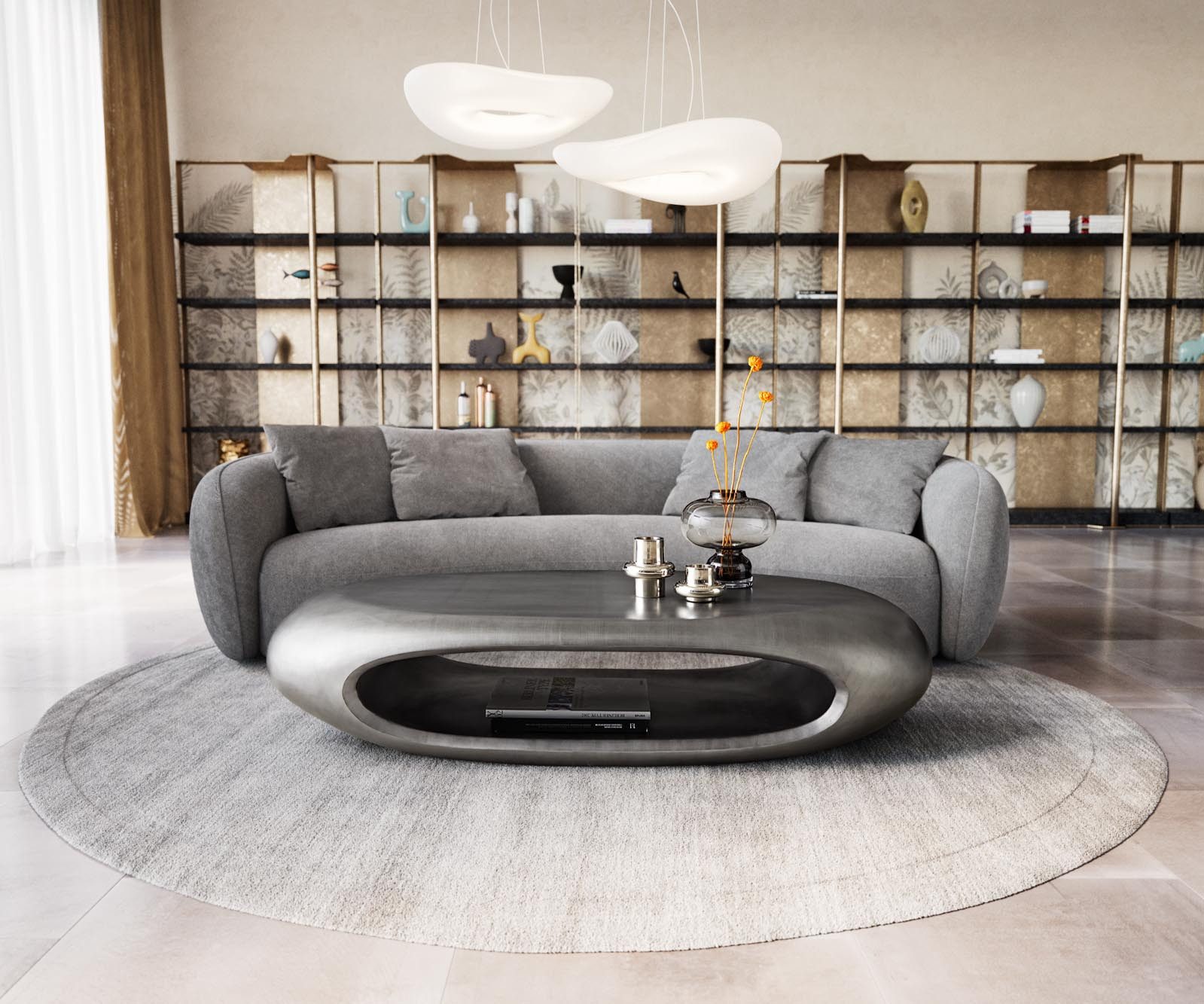 DELIFE Couchtisch Sinor, Metallic Silber 140x65 cm Couchtisch