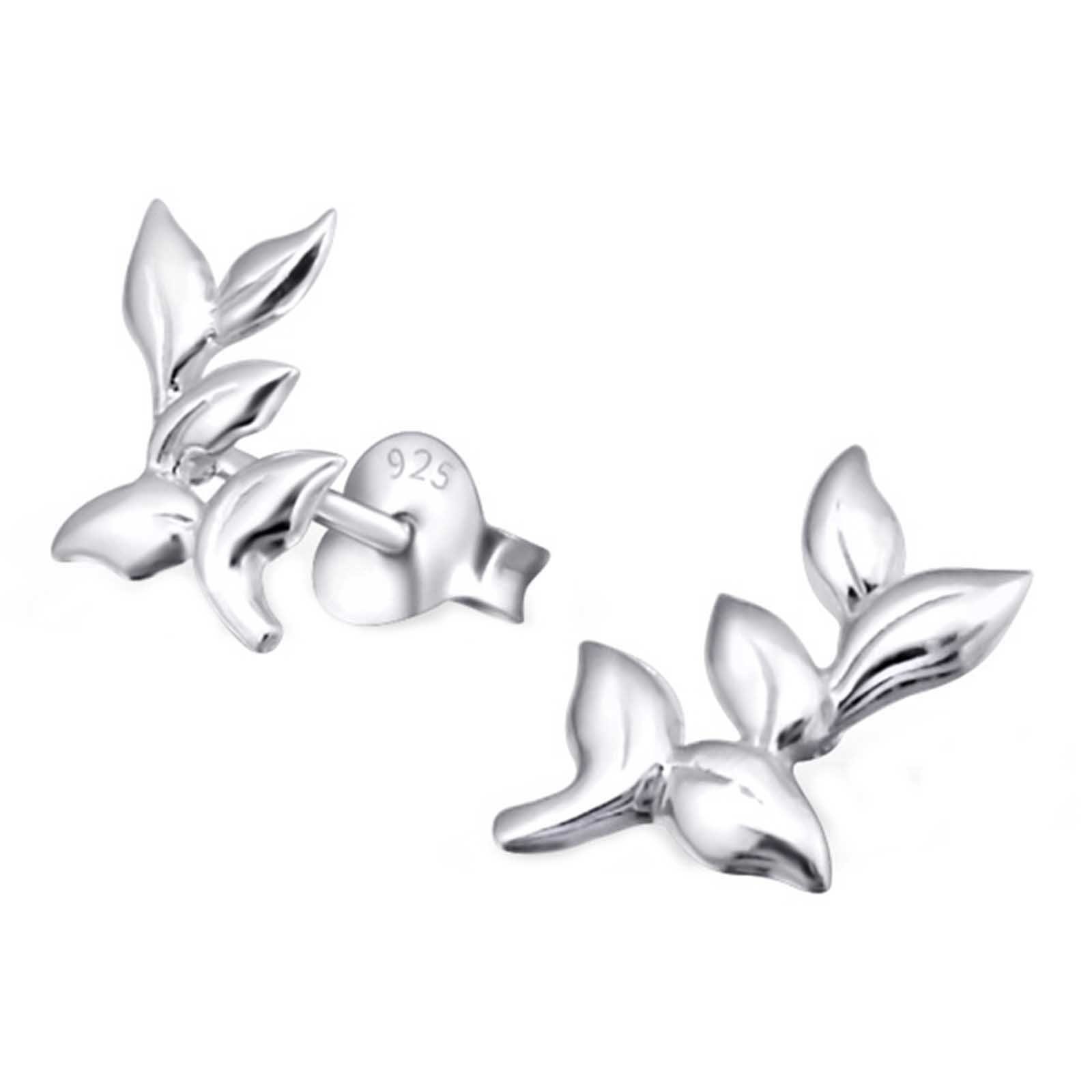 schmuck23 Paar Ohrstecker Ohrringe Blatt Ranke 925 Silber, Mädchen Damen echte Silberohrringe Geschenk