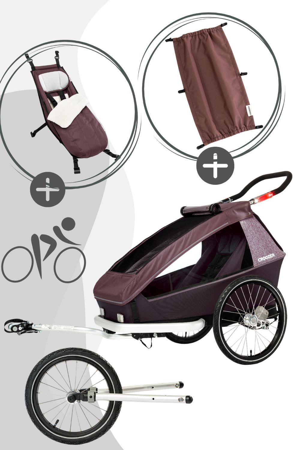 Fahrradkinderanhänger Kid Vaaya 1 All Season Bundle Baby - Blossom Red