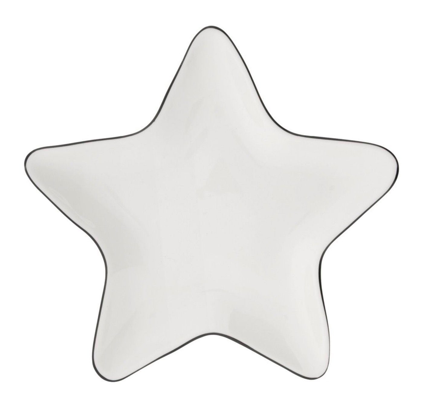 Bastion Teller Dekoteller schwarz 18x18cm, Keramik Collections handbemalt weiß Star