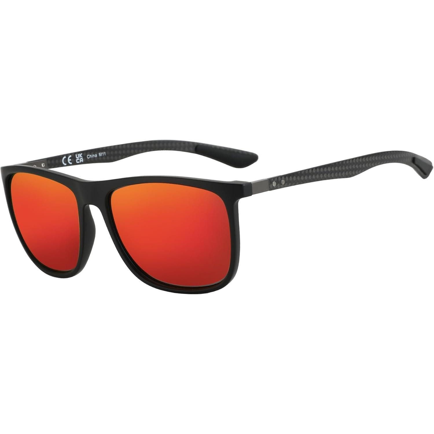 LuxusKollektion Sportbrille Sonnenbrille Herren polarisierte UV400 Schwarzer Rahmen Orange Linse