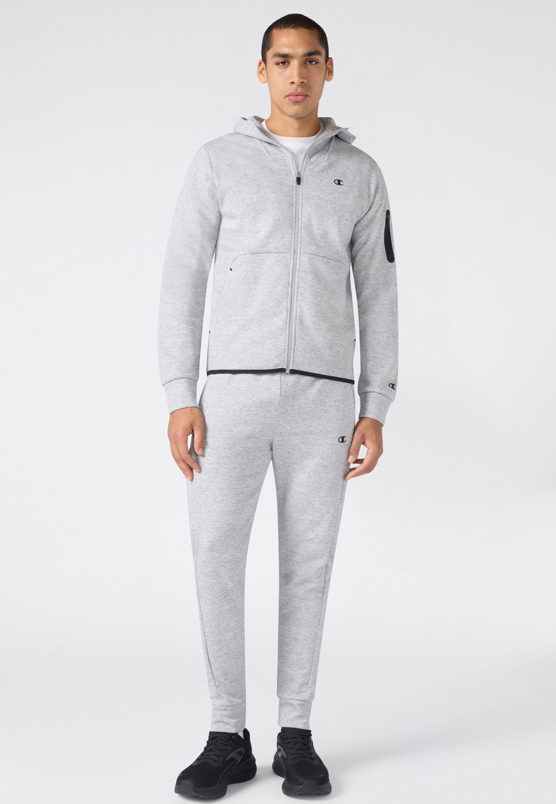 Champion Jogginganzug SPORTWEAR ZIP-UP HOODIE SWEATSUIT Slim Fit (2-tlg), zweiteiliges Set, Slim Fit Schnitt, aus Baumwolle und Polyester