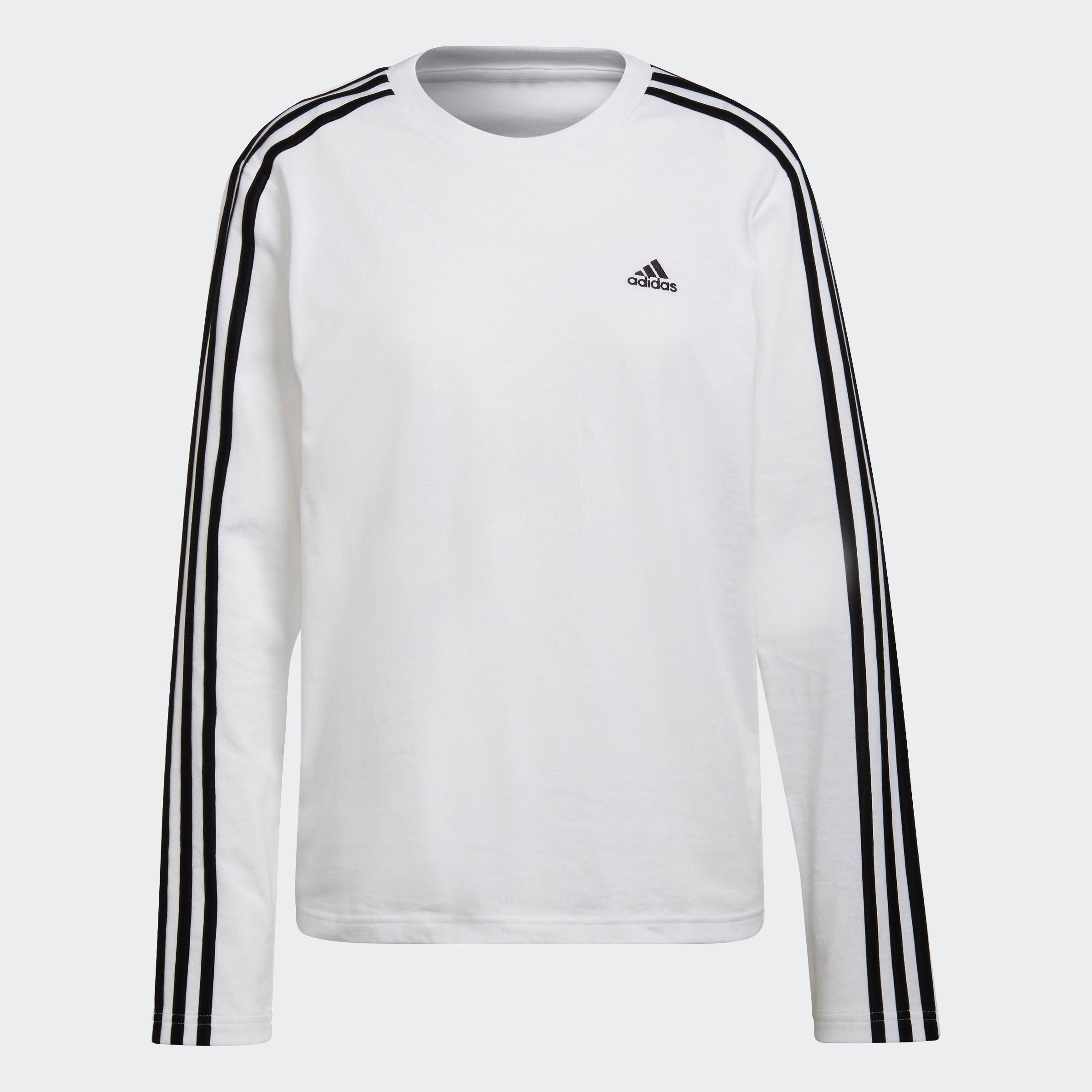 Sportswear ESSENTIALS Langarmshirt adidas 3STREIFEN LONGSLEEVE WHITE/BLACK