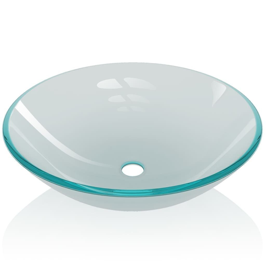 vidaXL Waschbecken Waschbecken Hartglas 42 cm Mattiert, Waschbecken Hartglas 42cm Mattiert Aufsatzwaschbecken Waschschale – Bild 3 von 4