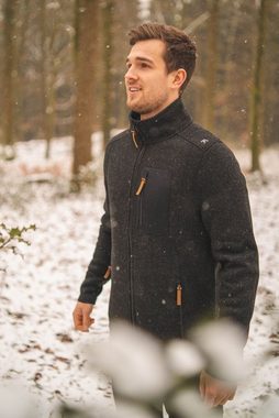 OS-Trachten Strickfleecejacke Nucku Outdoorjacke mit Stehkragen und Brusttasche in Kontraststoff