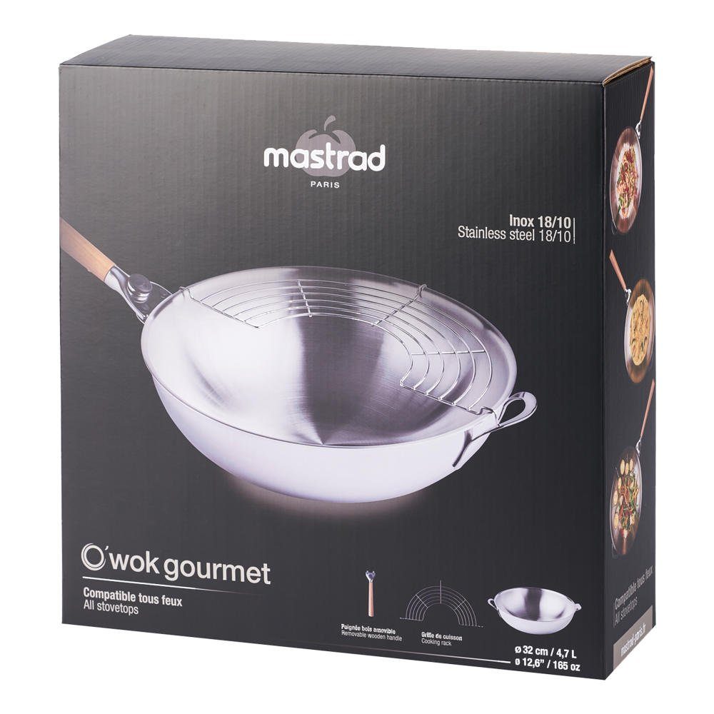 mastrad Wok OWok Gourmet 32 cm, Stahl (1-tlg)