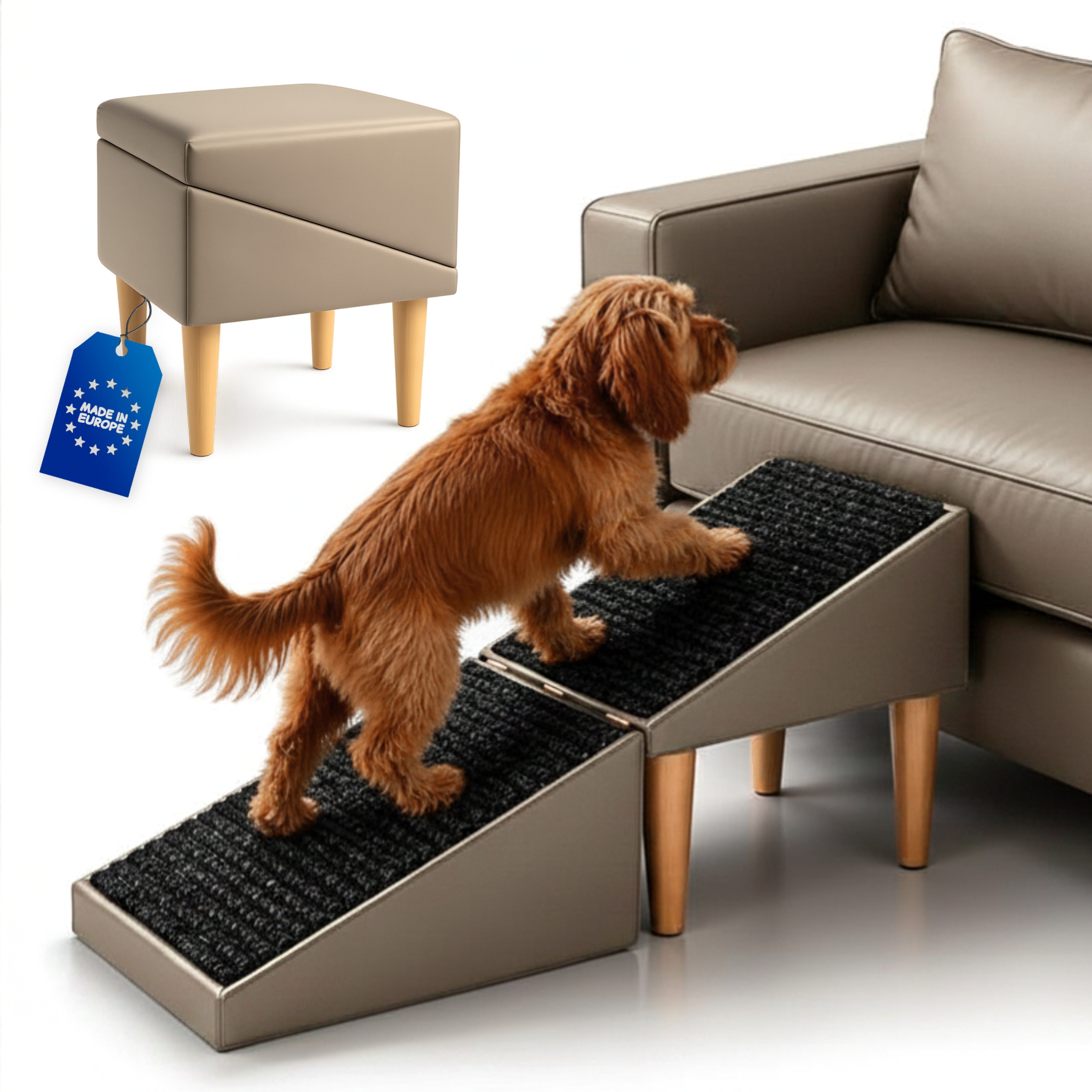 Outentin Haustiertreppe Hundetreppe klappbar mit Polster - Hunderampe Sofa Bett Katze (100 kg Belastbarkeit 2-in-1 Funktion 72x36x36 cm, 16 Farben, 1-St., Rutschfeste Oberfläche, Gelenkschonend, Pflegeleicht, Für Innenbereich)