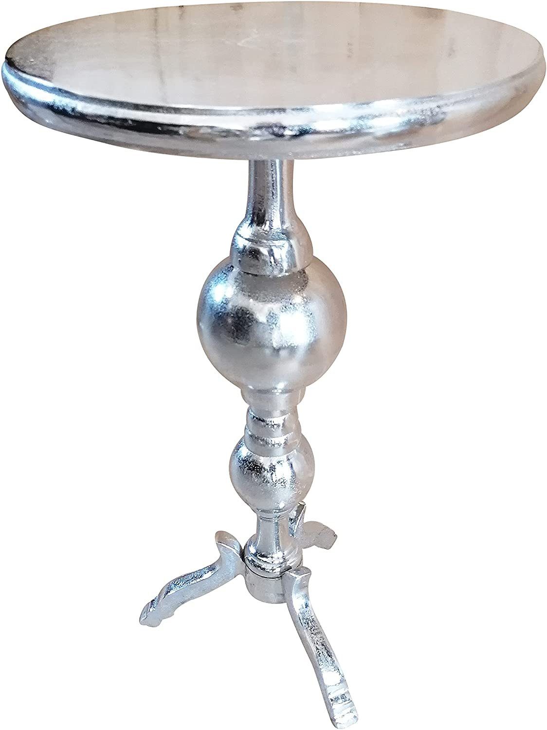 MichaelNoll Beistelltisch Couchtisch Modern, Wohnzimmertisch Sofatisch Beistelltisch Tisch aus Metall, Aluminium Rund Silber 66 cm