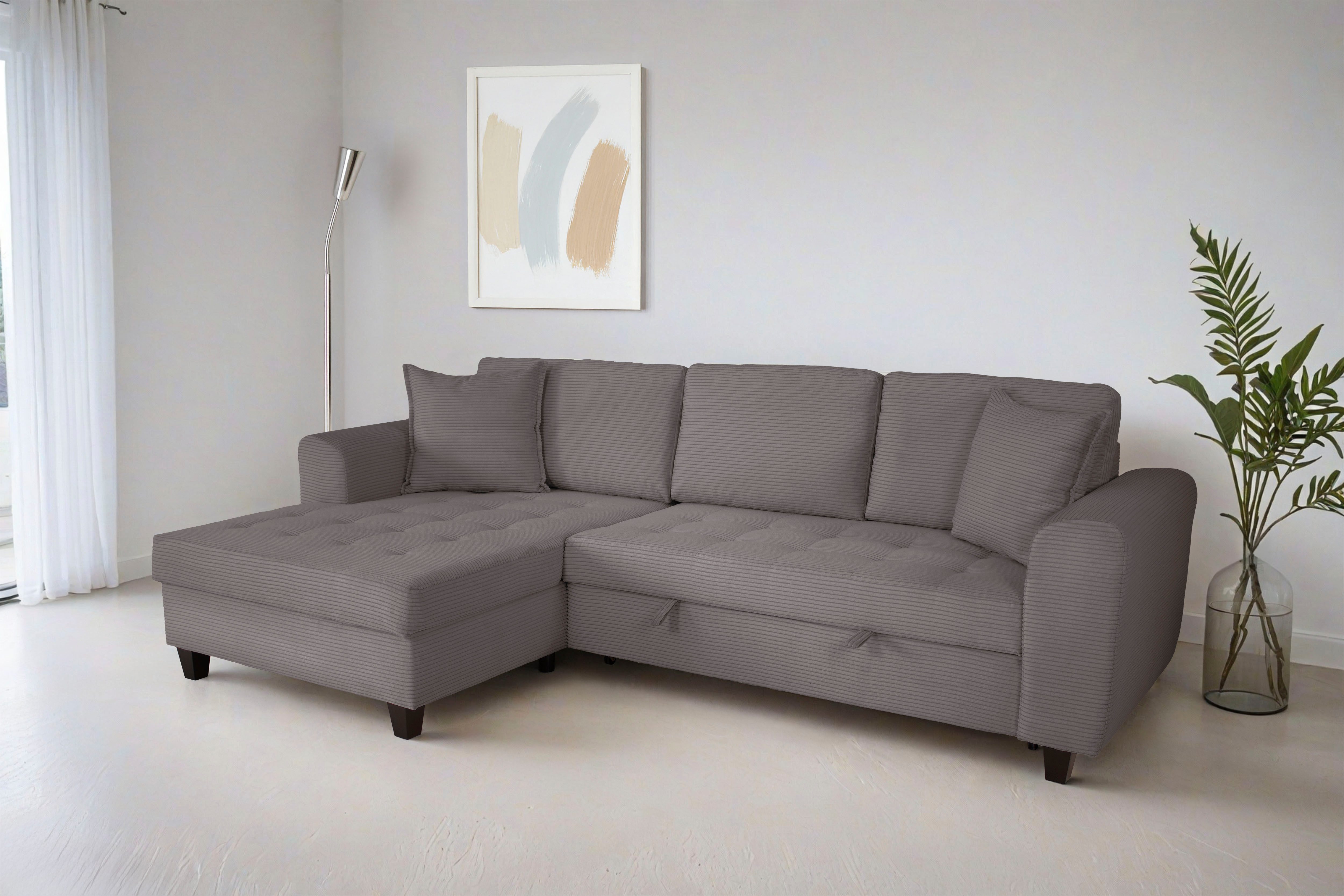 OTTO home Ecksofa Moritz L-Form, B: 265 cm, mit Schlaffunktion, Bettkasten & Zierkissen
