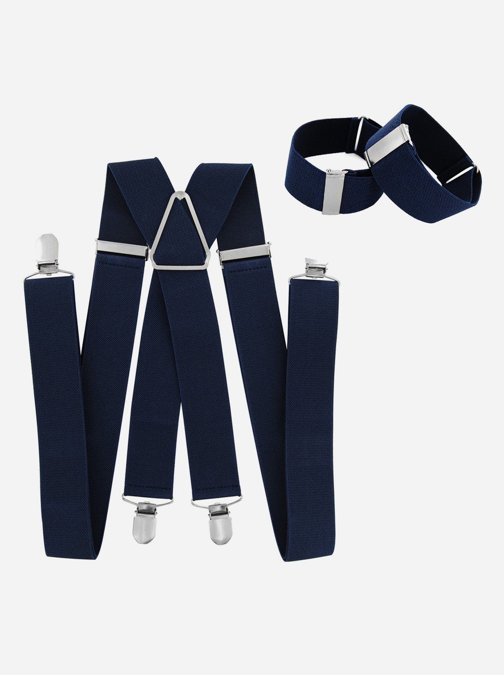 axy Hosenträger (Herren Hosenträger mit 1 Paar Ärmelhalter Set) 3,5cm Breit  verstellbar und elastisch Hemd Ärmelband