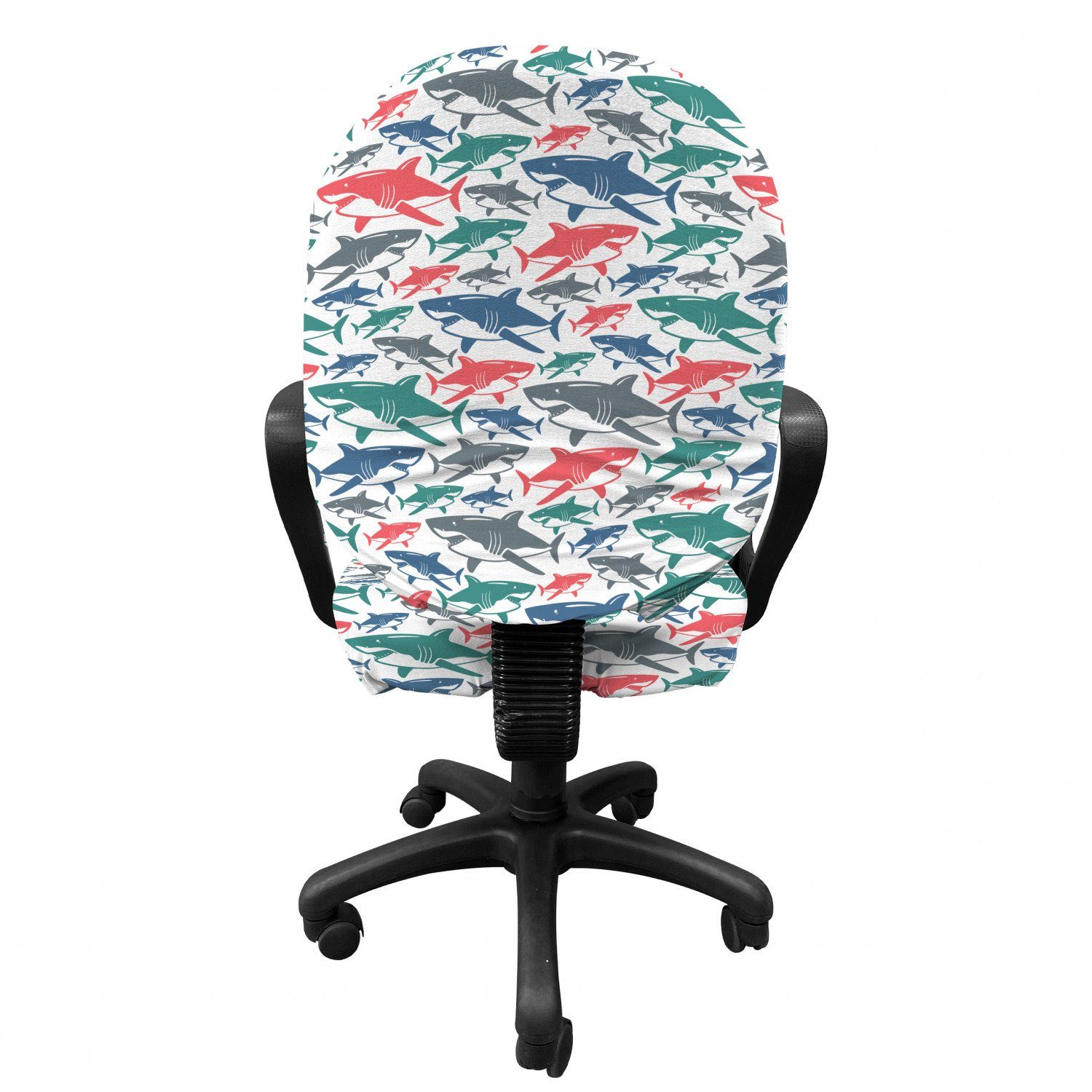 Fisch Shark Bunte Patterns Stretchgewebe, aus Schutzhülle Abakuhaus, Bürostuhlhusse dekorative