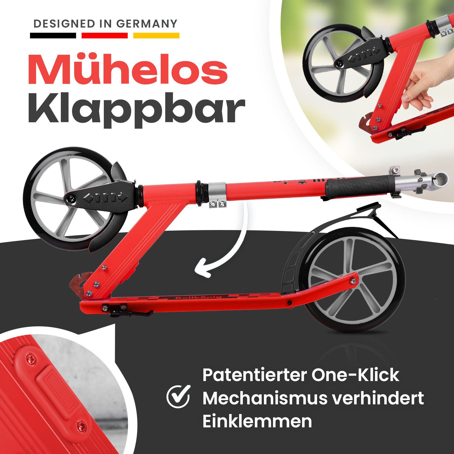 ROLLKÖNIG Tretroller Rollkönig ® Scooter Kinder ab 5 Jahren, City-Scooter mit großen Rädern, Ab 5 Jahres