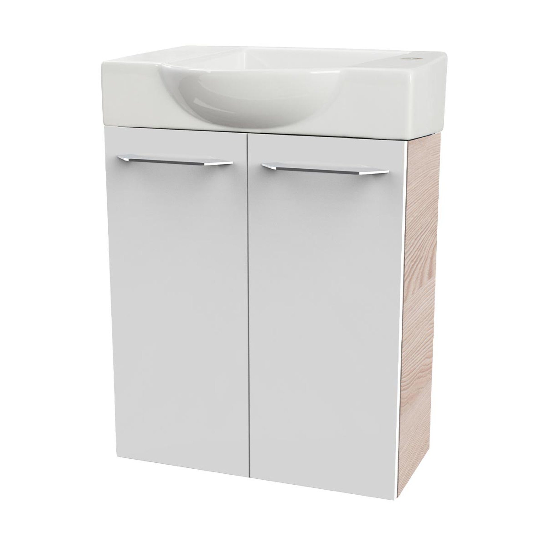 FACKELMANN Waschbecken SBC B. CLEVER Gäste WC Set 2-teilig 55 cm, Braun hell