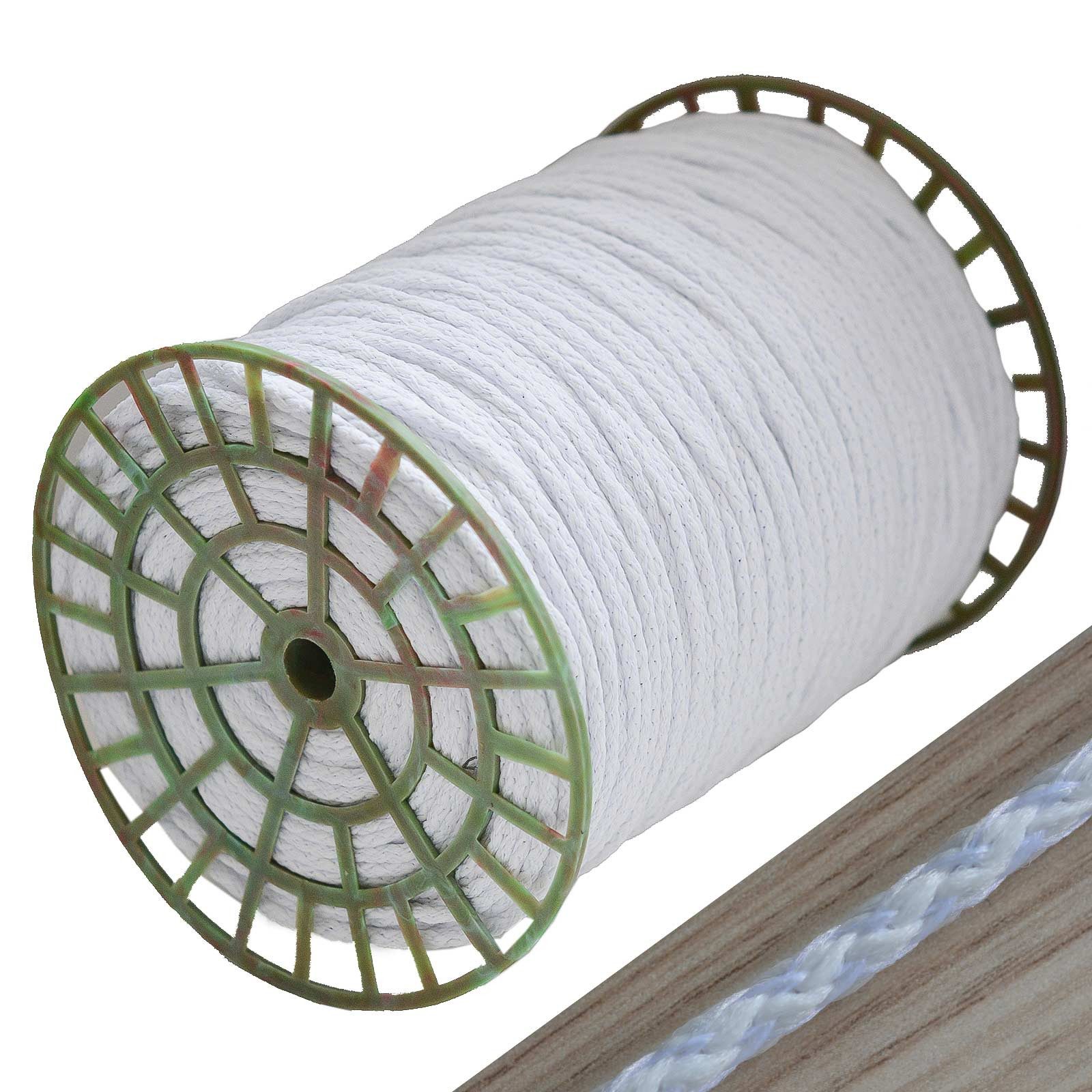 maDDma Seil 350m Polyester-Seil Ø 4mm auf Rolle, weiß