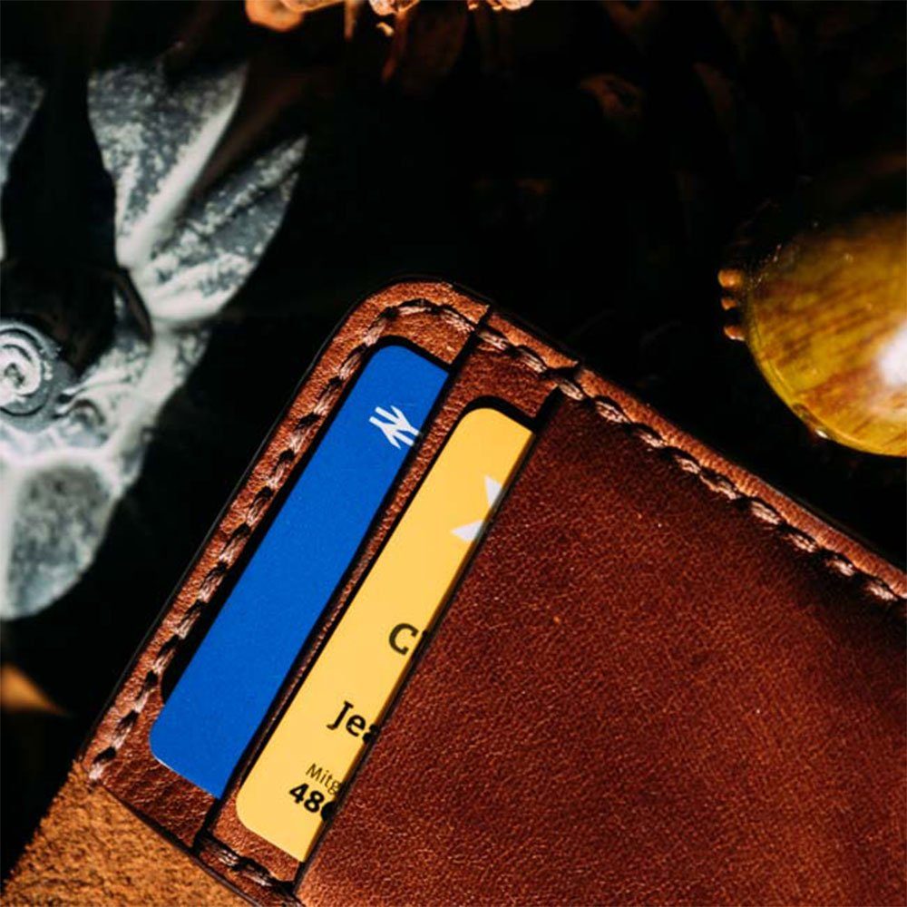 QIRAS Geldbörse Portemonnaie Geldbörse Look, - handgenäht Vintage ausgewähltem sorgfältig Design Wallet (1-tlg), im Hellbraun Lord aus Kartenetui Zeitloses Leder. Smart