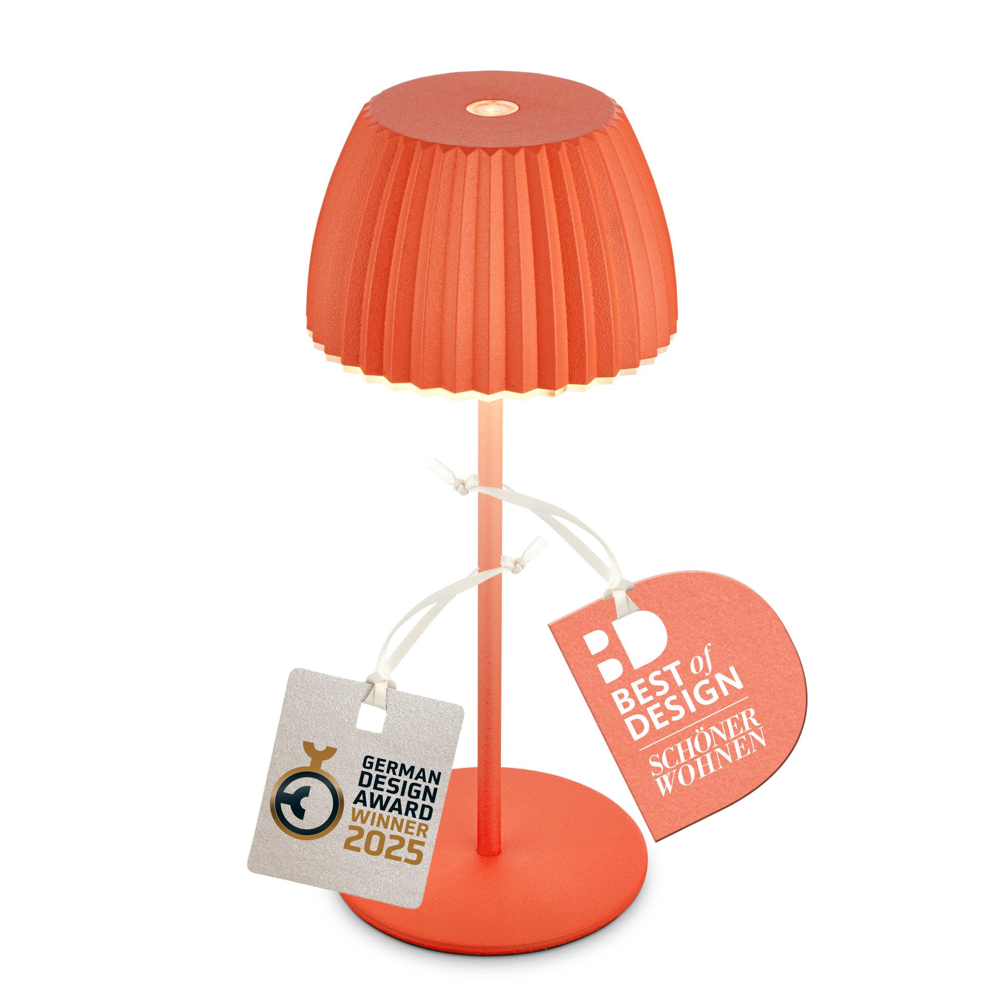 Briloner Leuchten LED Tischleuchte Riffle Tischlampe kabellos Akku USB-C dimmbar Design Award, LED fest integriert, 2700K- Extra-Warmweiß, Akku tauschbar, Indoor/Outdoor, Balkon, Wohnzimmer, Esszimmer