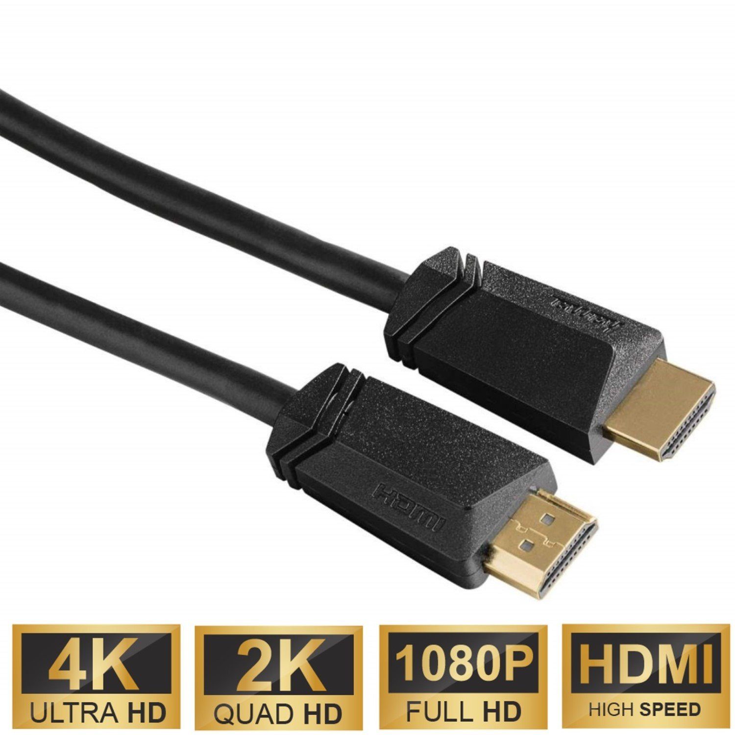 Hama High-Speed HDMI-Kabel 5m Ethernet vergoldet Video-Kabel, HDMI, (500 cm), 4K UHD Full HD TV ARC 3D 1080p HD TV LED LCD OLED vergoldete Stecker