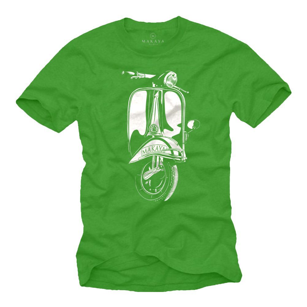 MAKAYA T-Shirt Herren Vintage Hippie Roller Scooter 60er 70er 80er Jahre Motiv Retro mit Druck