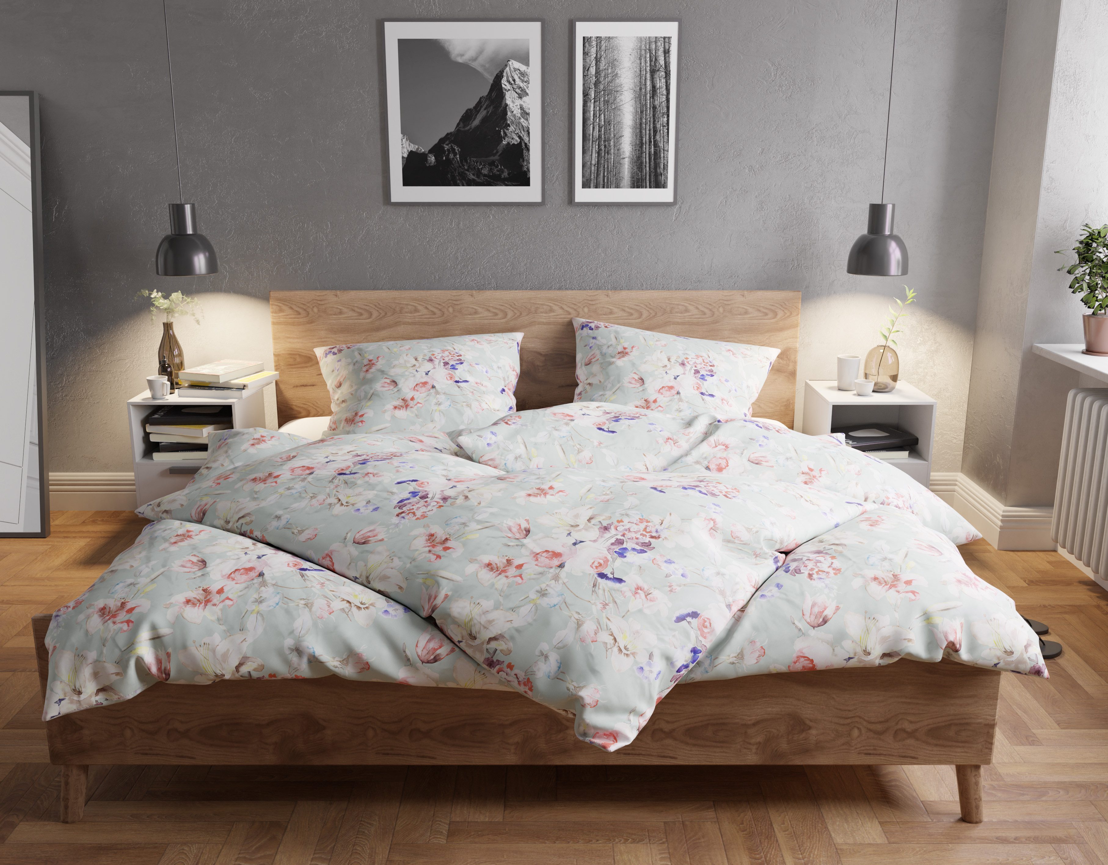 BETTWAESCHE-MIT-STIL Bettwäsche Mako Satin Bettwäsche Watercolor günstig online kaufen