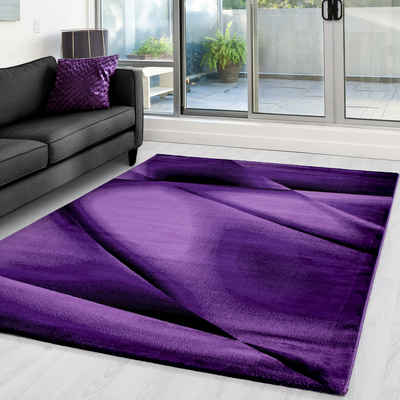 Designteppich Abstrakt Design, Carpettex, Läufer, Höhe: 12 mm, Kurzflor Teppich Wohnzimmer Abstrakt Design Violett Pflegeleicht