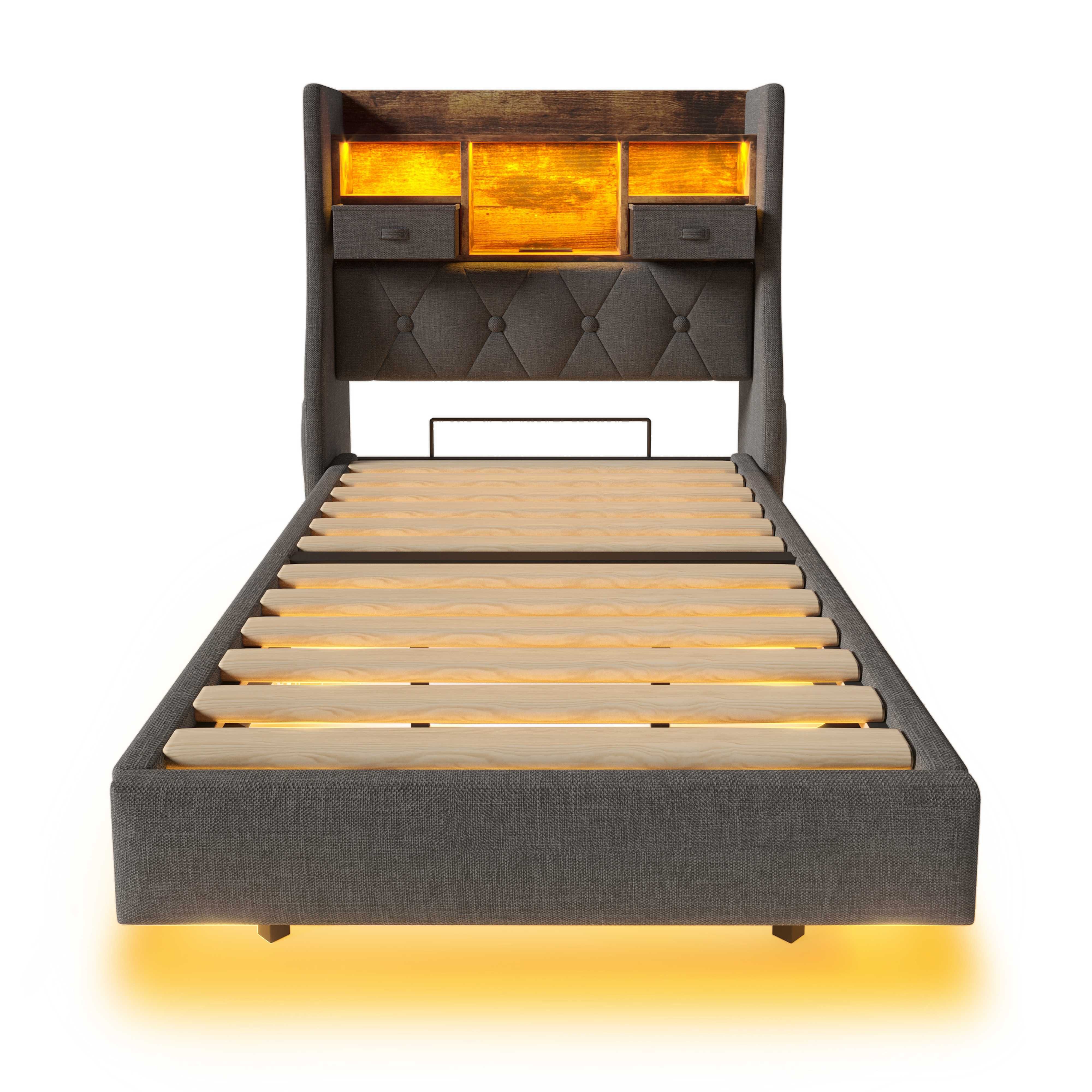 BlingBin Polsterbett Schwebebett (1-tlg., mit LED-Beleuchtung, Kopfteil-Sta günstig online kaufen