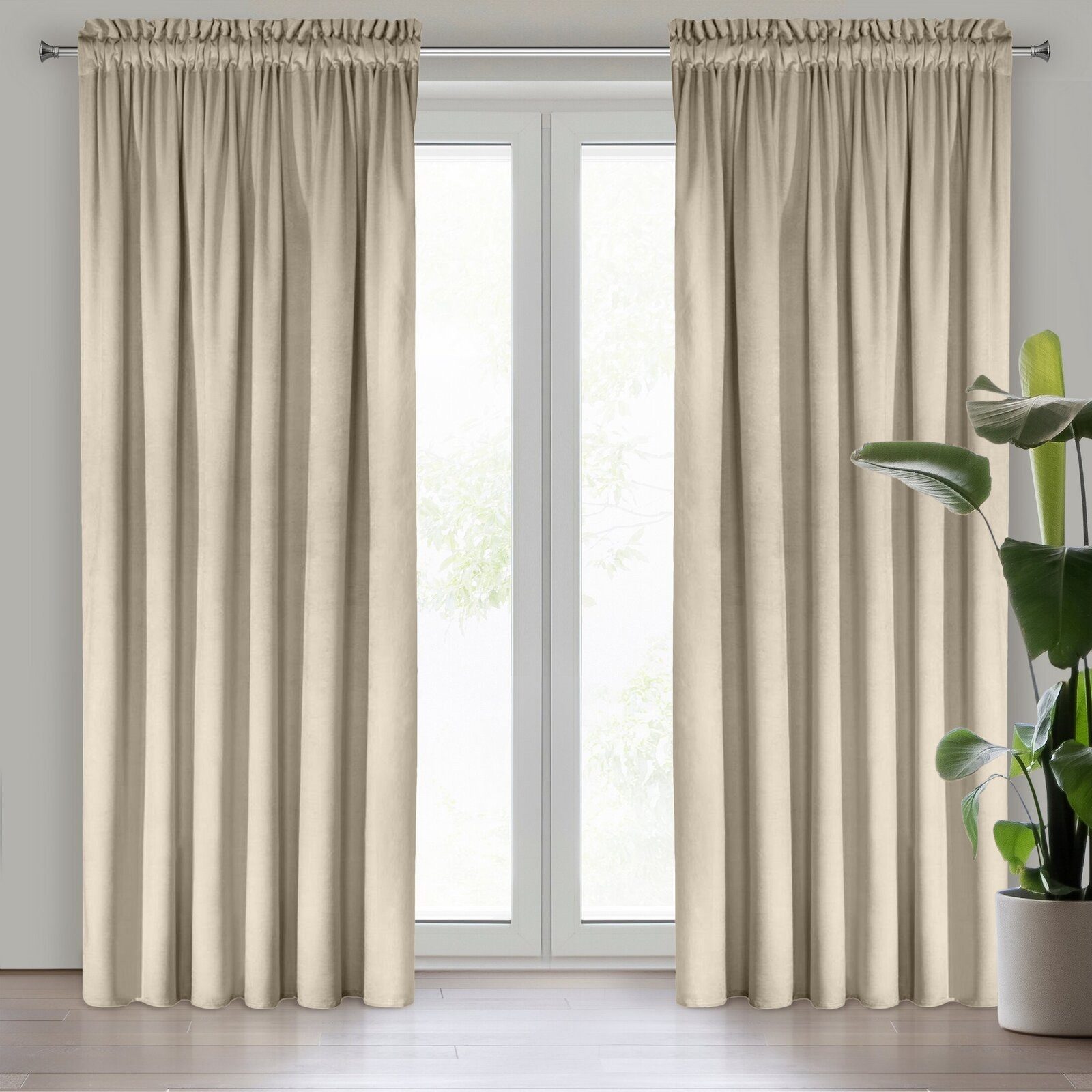 Design91 Vorhang Samtvorhänge 140x270 cm 135x300 cm (1 St), Kräuselband, bl günstig online kaufen