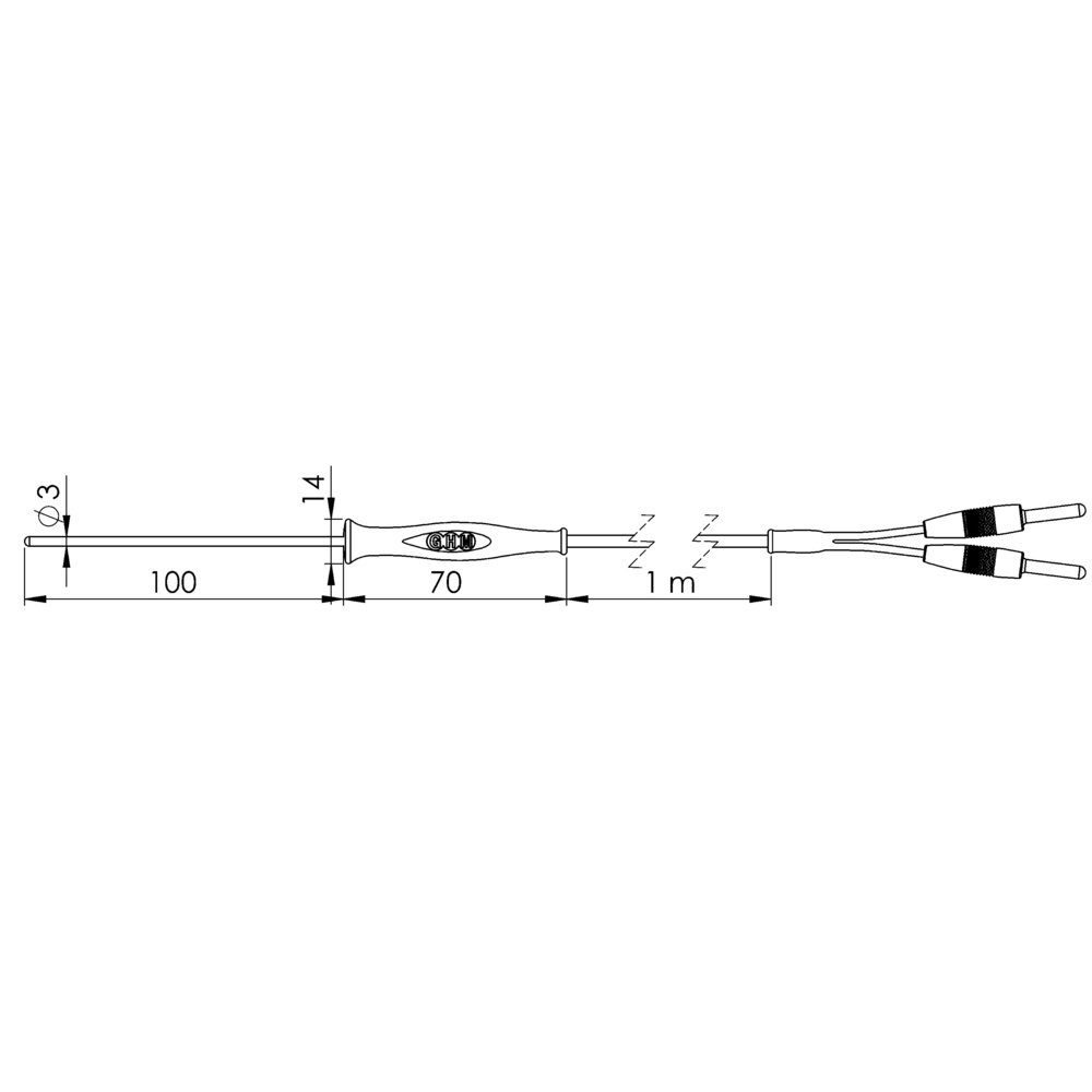Thermodetektor Greisinger GF1T-T3-B-BS Tauchfühler -70 bis +250 °C Fühler-Typ Pt100