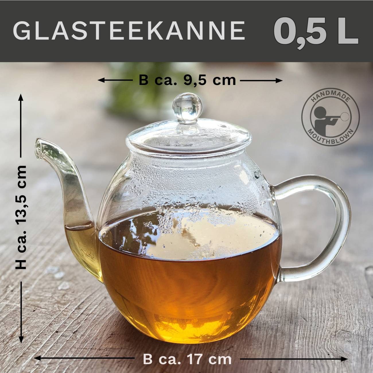 Creano Teekanne Teekanne 500ml, 0,5 l, (1er-Set, 2-St., Teekanne & Deckel), tropffrei