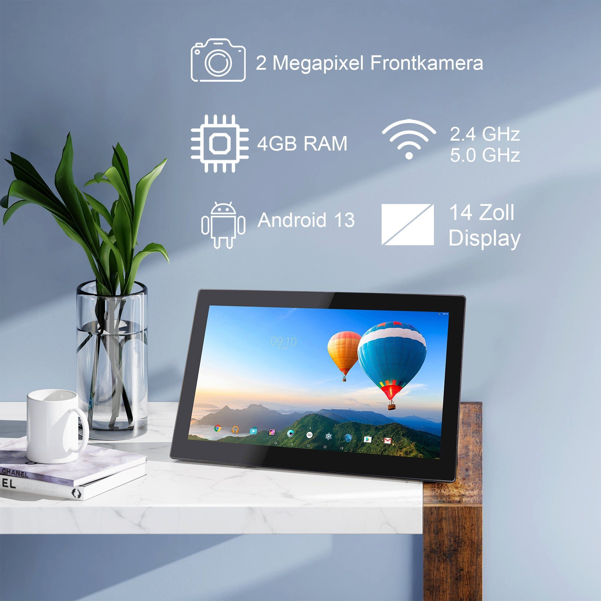 Xoro 14 Zoll MegaPAD 1404 V7 Tablet-PC mit FullHD Multitouch, Android 13 Tablet (14", 64 GB, Android 13)