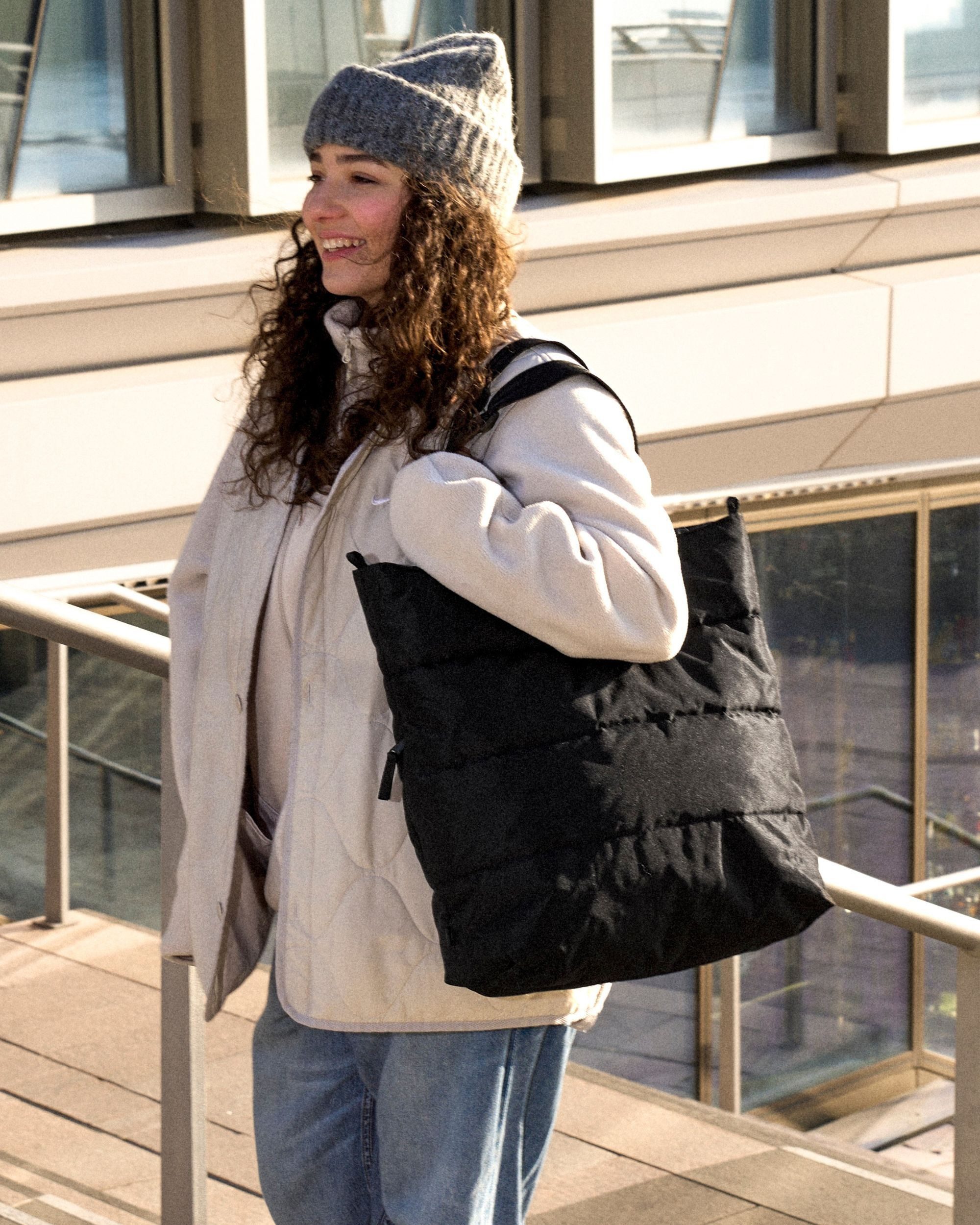 LARKSON Shopper Greta Wendbare Tote Bag (1-tlg), Puffer Tote Bag zum Wenden, Einfarbig oder mit Leo Muster