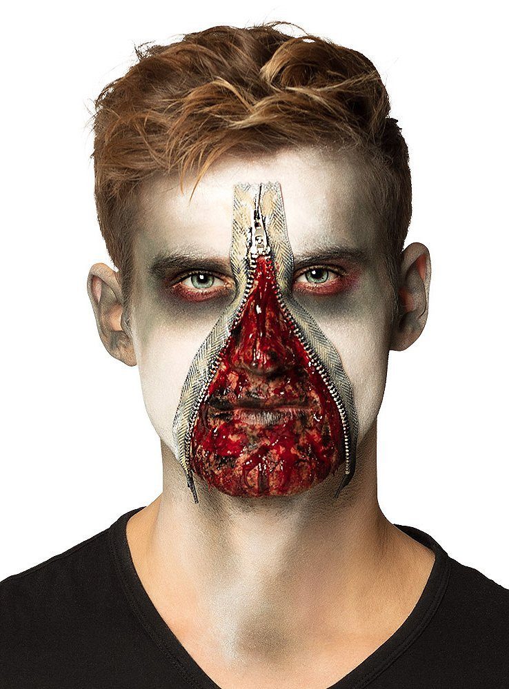 Boland Theaterschminke Zombie Reißverschluss Schminkset, Blutiges Spezialeffekt-Make-up für krassen Halloween-Horror!
