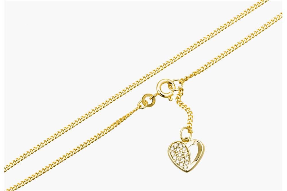 Silberkettenstore Fußkette Fußkette Panzer 1,6mm mit Herzanhänger - echt 333 Gold