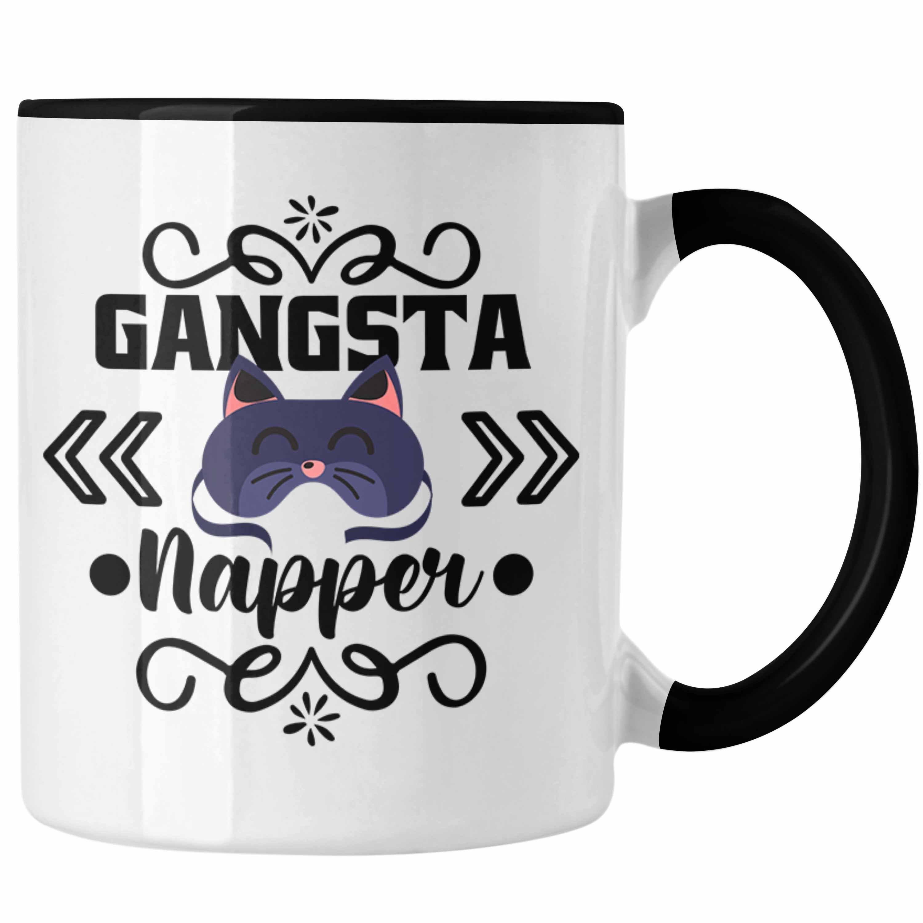 Trendation Tasse Trendation - Gangsta Napper Tasse Geschenk Lustige Geschenkidee Frauen Mädchen Nap Katze Schwarz