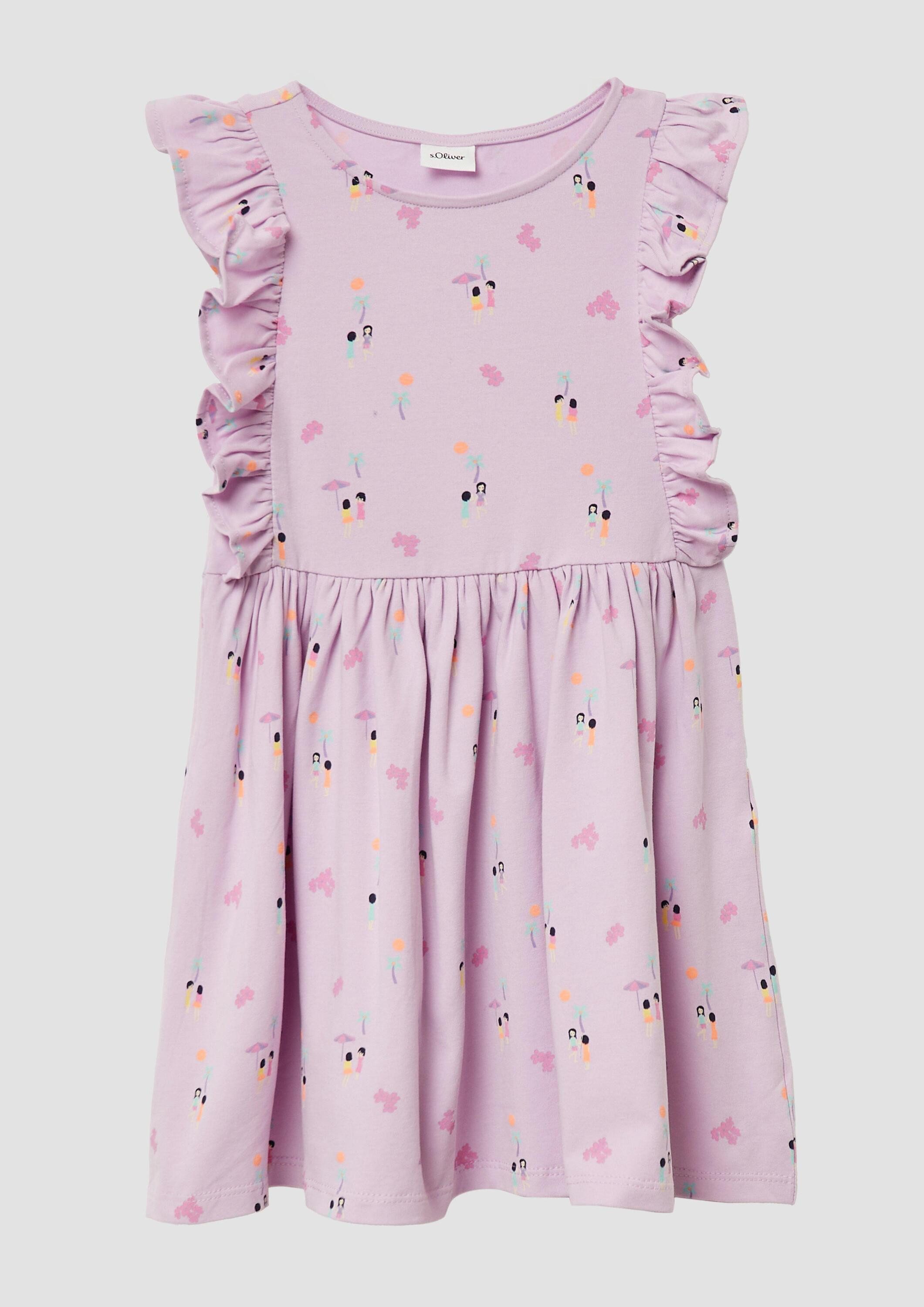 s.Oliver Minikleid Kleid Kurzes Kleid mit All-over-Print und Volantärmeln