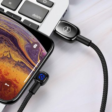 mcdodo Mcdodo 90 Grad Micro-USB Typ-C iPhone 2A Ladekabel mit LED Nylon Schnelllade-Gerät