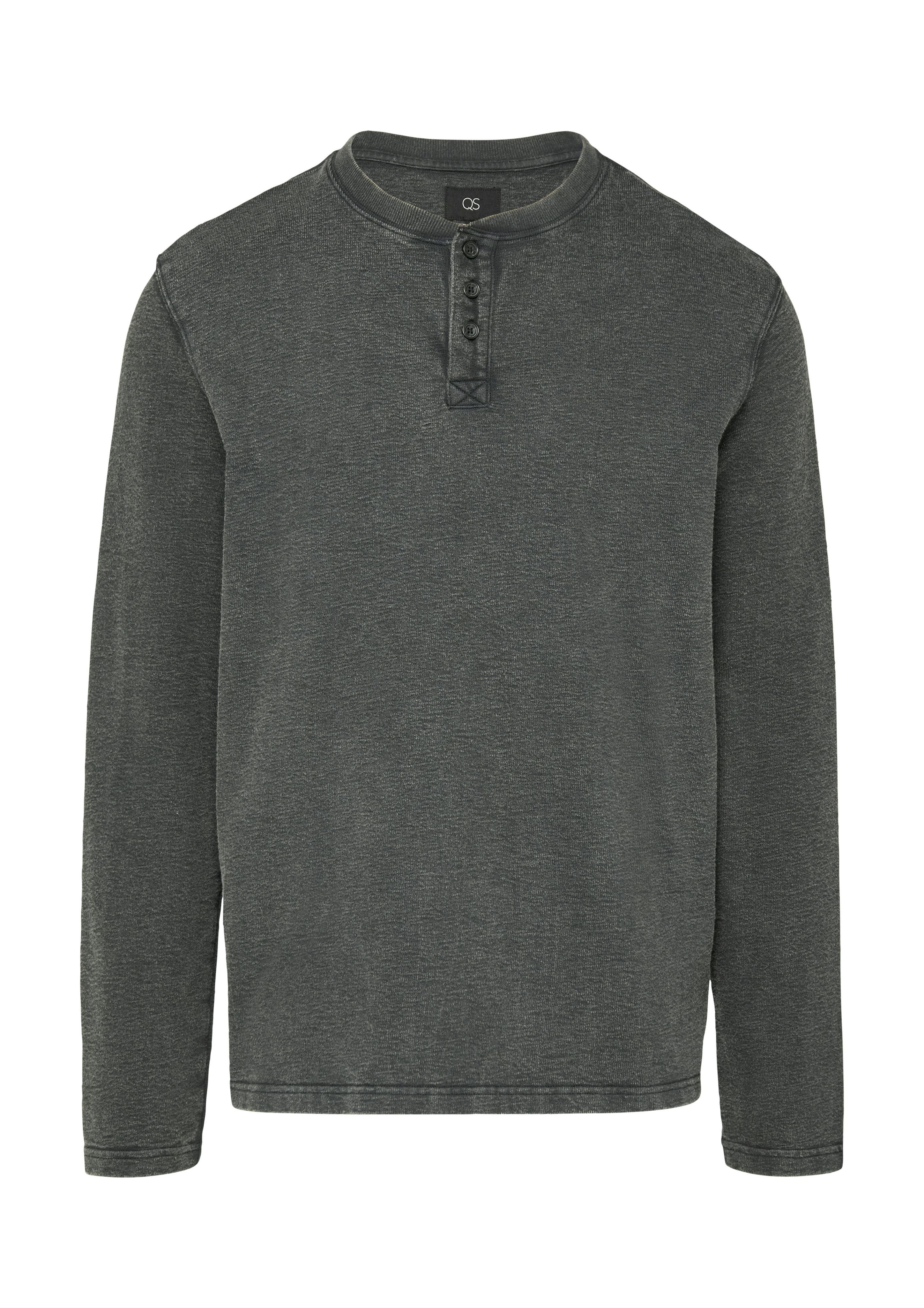 QS Langarmshirt Gewaschenes Henley-Longsleeve in Strukturjersey günstig online kaufen