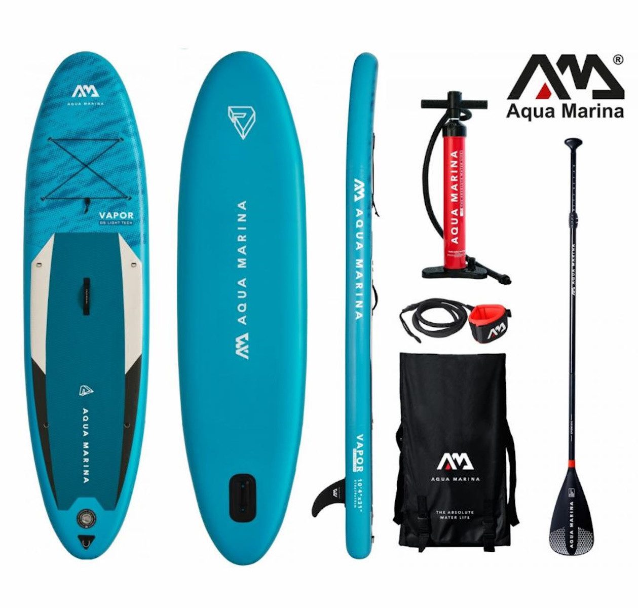 Aqua Marina SUP-Board 315x79 cm All-Around mit Pumpe, Paddel & Rucksack, Edelstahl-D-Ringe – zur optionalen Befestigung eines SUP-Sitzes